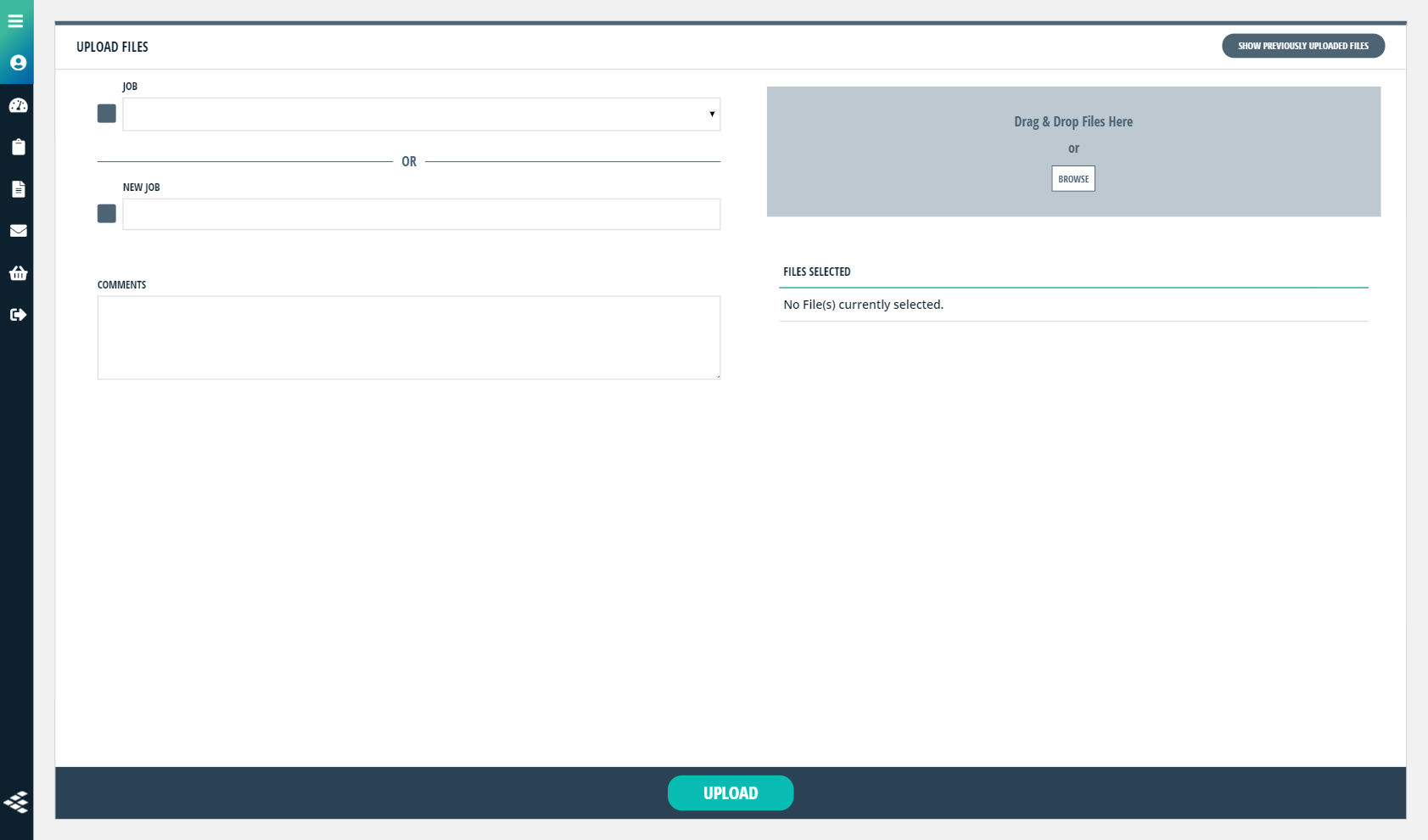 File management dashboard