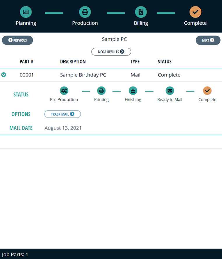 Job status additional details