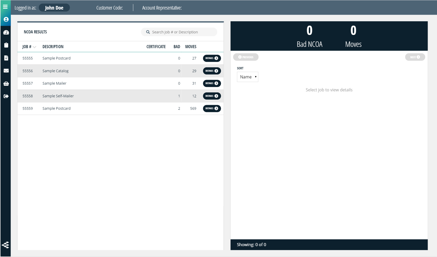 NCOA Dashboard