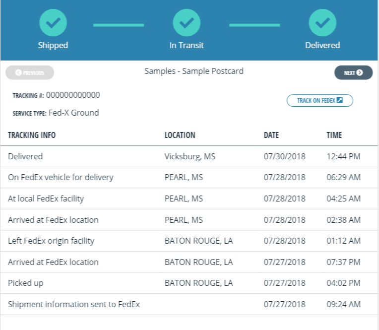 Tracking details expanded